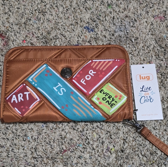 lug Handbags - hand Painted Lug Brown Zipper Wallwt, Nwt. Sealed